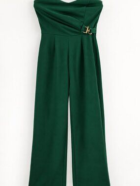 💚 Love Fast Live Hard Green Strapless Jumpsuit – Size L